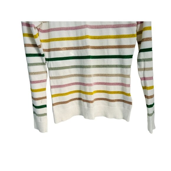 Brooks Brothers Cotton Crewneck White Gold Green Stripes Long Sleeve Size XSmall - Picture 5 of 10